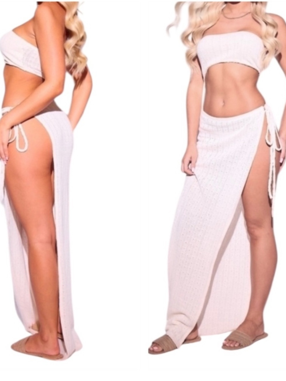 NWT Crochet Bandeau Cutout Maxi Beach Pool Dress